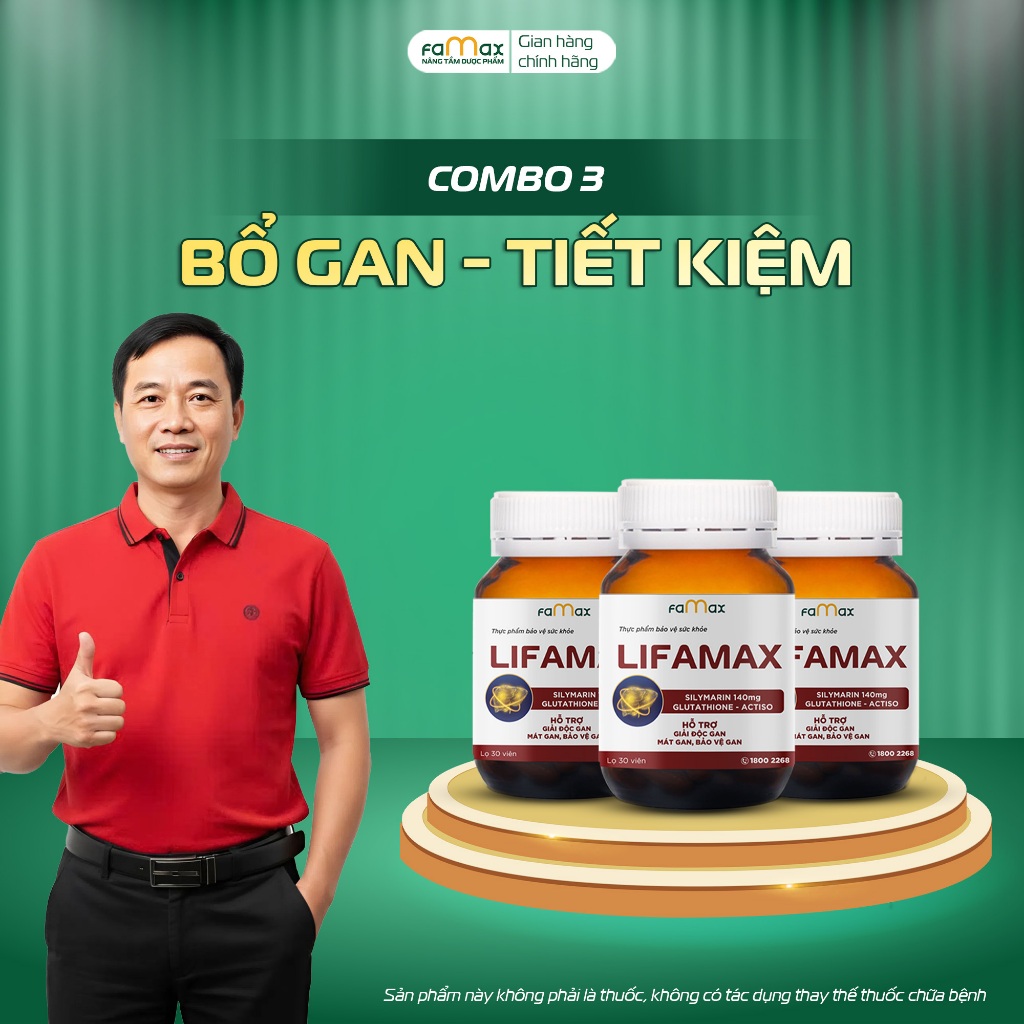 Bổ gan tiết kiệm - Combo 3 giải độc gan Lifamax (Famax) hộp 30 viên