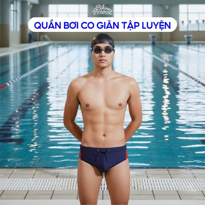 Quần bơi nam tam giác co giãn ôm dáng tập luyện - Bikini Passport - BS501_NV