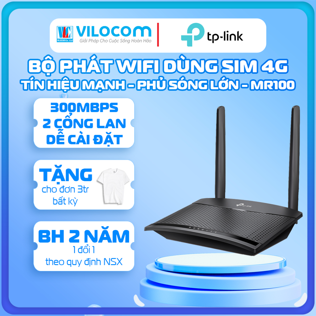 Bộ Phát Wifi 4G TP LINK TL-MR100 OutDoor 4G LTE Dùng Sim DATA