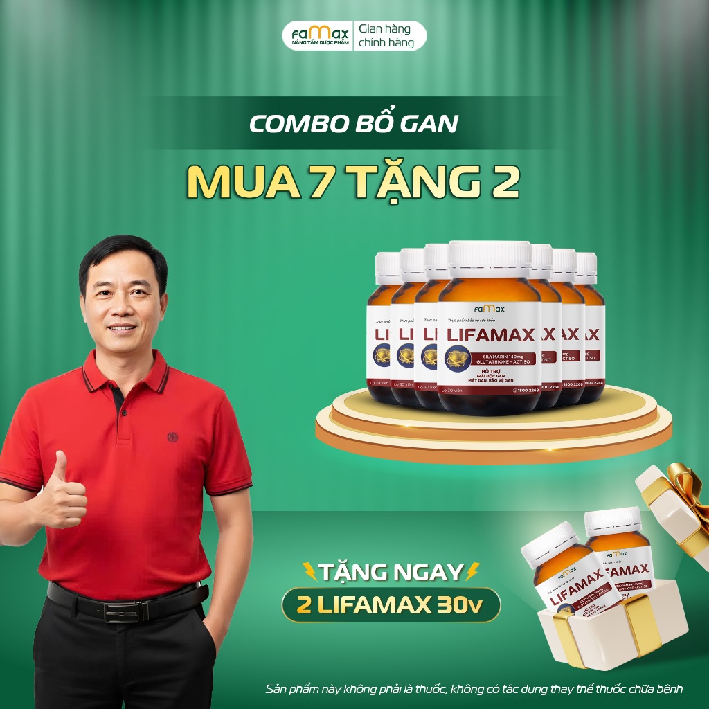Viên bổ gan hỗ trợ giải độc, mát gan Lifamax (Dược Famax) - Combo 7 tặng 2 (hộp 30 viên)