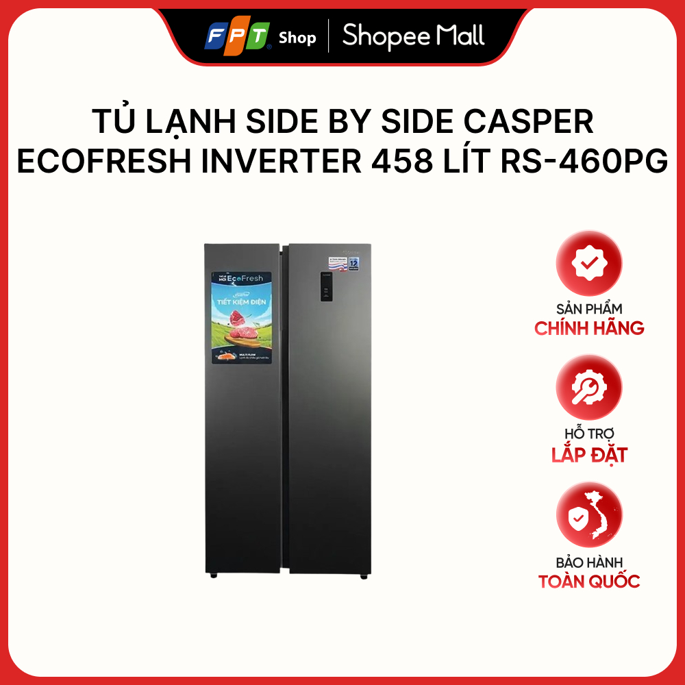 [Hàng chính hãng] Tủ lạnh Casper Inverter side by side 458 lít RS-460PG