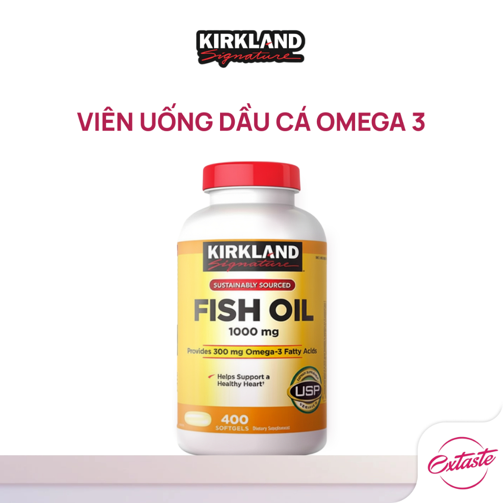 [CHÍNH HÃNG] Viên uống dầu cá Omega 3 Kirkland Signature 1000mg 400 viên giúp khoẻ tim tăng thị lực