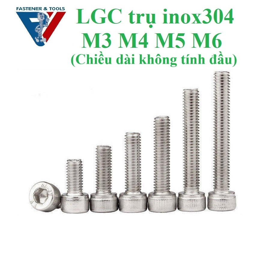 (INOX304) (ĐÃ CÓ VAT) M3-M4 Bulong lục giác chìm đầu trụ INOX304 M3-M4