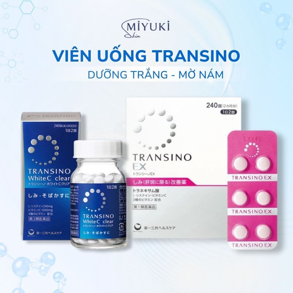 Viên Uống Mờ Nám, Tàn Nhang, Trắng Da Transino White C Clear 120/240 Viên