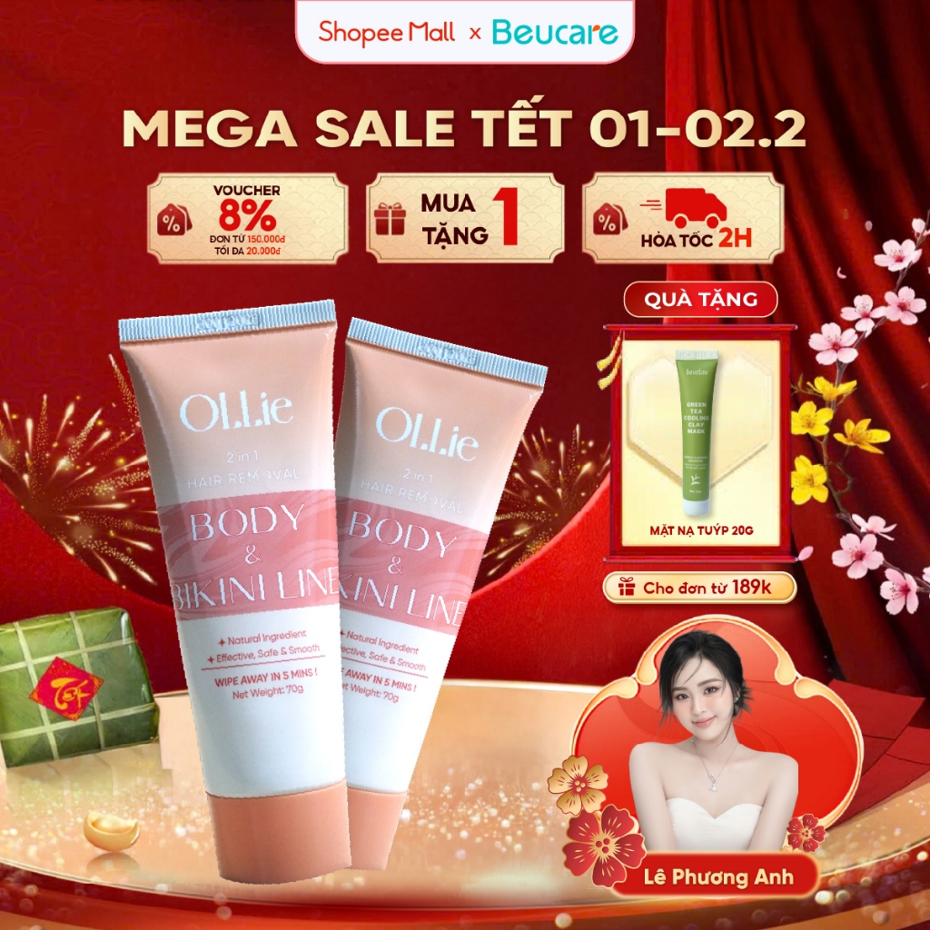 Combo Kem tẩy lông OLLIE , tẩy lông vùng kín, nách, tay, chân 70g
