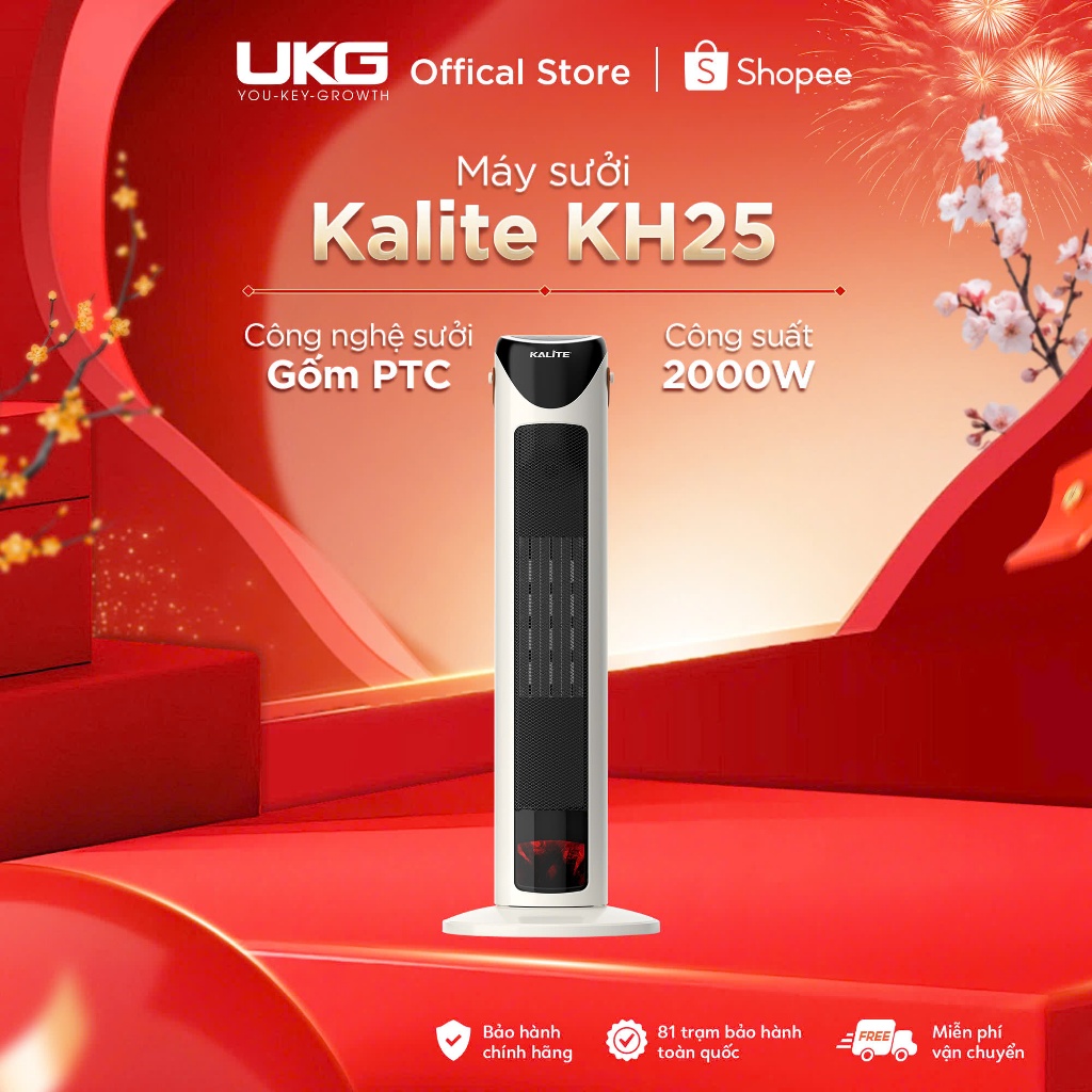 Máy sưởi KALITE KH25 2000W | Máy sưởi gốm cao cấp làm ấm nhanh tiết kiệm điện | Tỏa nhiệt rộng 120°