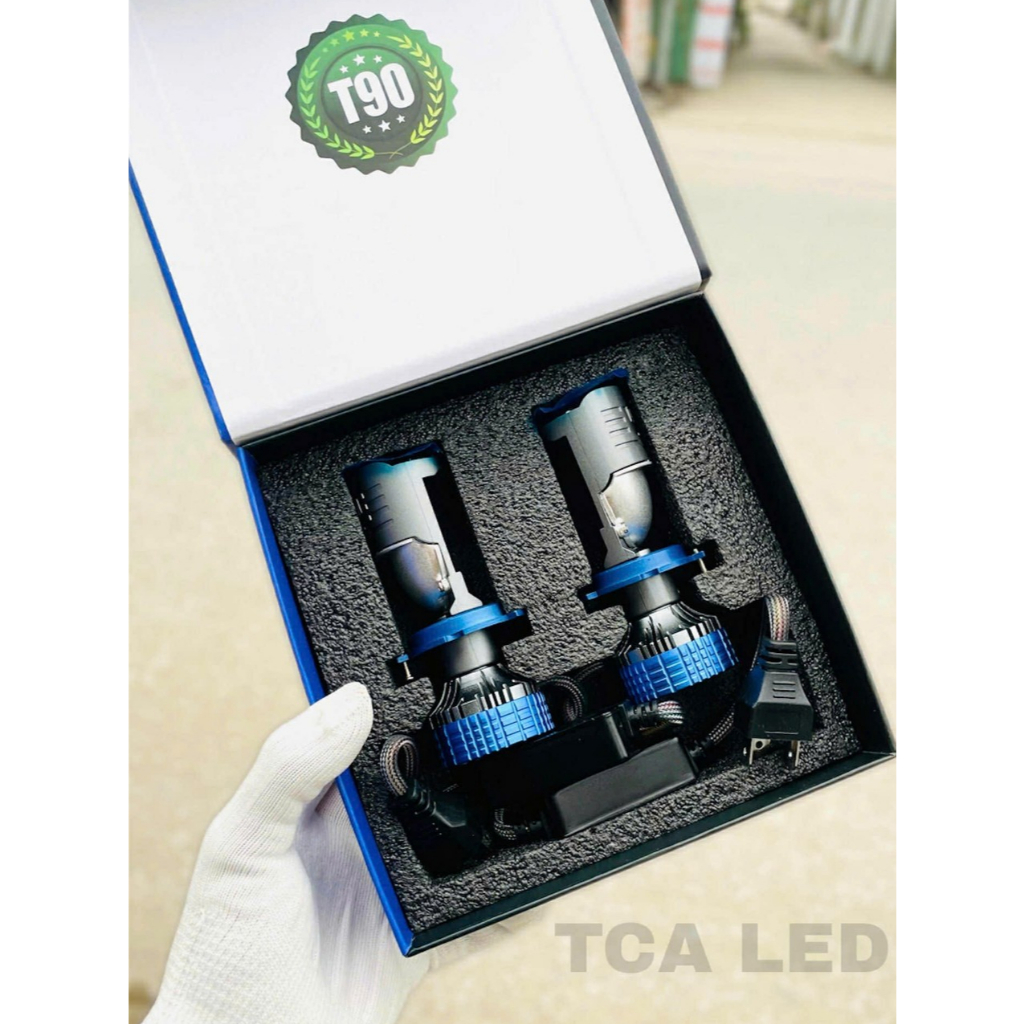 Đèn Pha bi cầu LED T90 Pro Max  90W 15 CHIP LED chân H4 lắp cho ô tô - xe máy bi cầu mini cắt sáng c