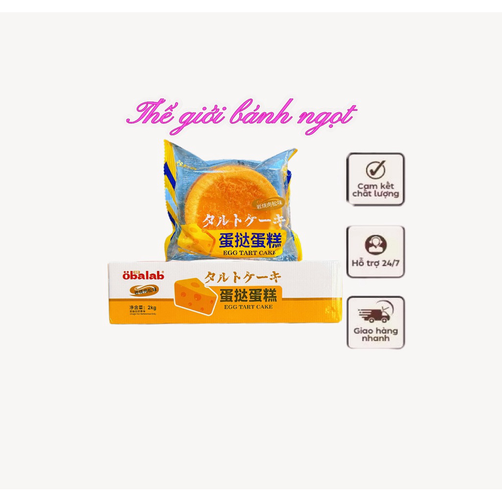 Thùng 2kg(33 cái) bánh tart trứng vị chà bông thịt nướng của hãng obalab đậm vị thơm ngon.
