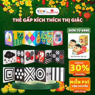 Thẻ Kích Thích Thị Giác Bé Sơ Sinh LALALA BABY – 12 Mặt, Mẫu Mới, Giáo Dục Sớm Montessori, Phát Triển Trí Não Z03/04/05