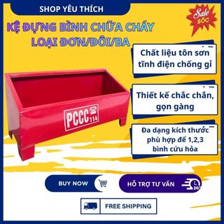 Kệ Đựng Bình Chữa Cháy, Kệ Đựng Loại Đơn/Đôi/Ba – Sắt Tráng Kẽm Sơn Đỏ Chống Gỉ Chuẩn PCCC, Thẩm Mỹ
