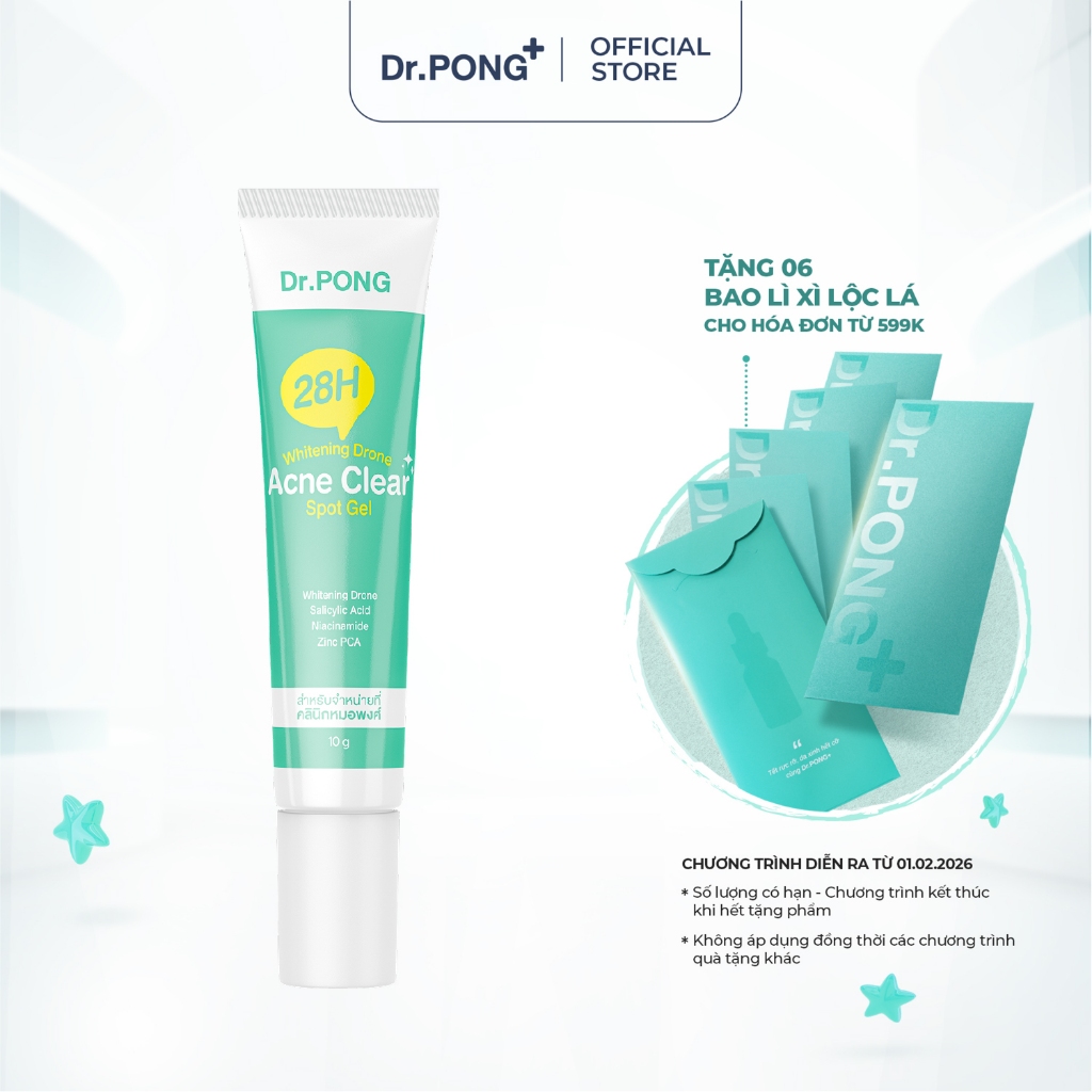 Gel mụn Dr.PONG 28H Whitening Drone Acne Clear Spot 10g