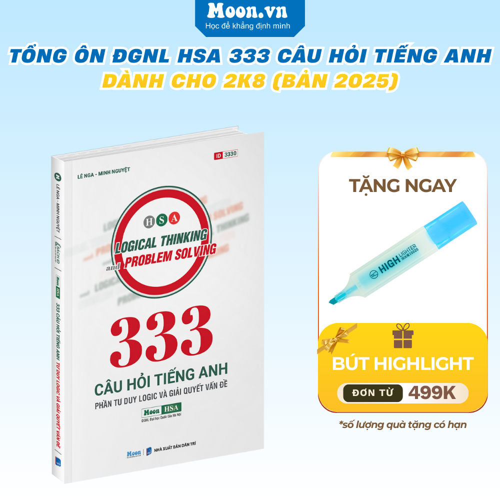 Sách - 333 Câu Hỏi Tiếng Anh Thi Đánh Giá Năng Lực HSA Đại Học Quốc Gia Hà Nội