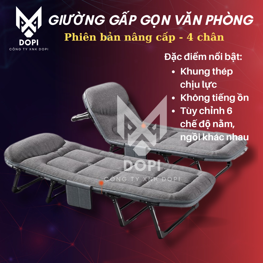 [Kích thước 2M - 4 chân] Giường ngủ cá nhân gấp gọn | Giường ngủ văn phòng nâng hạ đầu 6 cấp độ