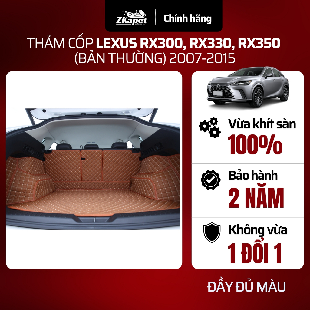Thảm Lót Cốp ô tô Lexus RX300, RX330, RX350 (Bản thường) năm 2007-2015 5 chỗ Z Zkapet pet your car