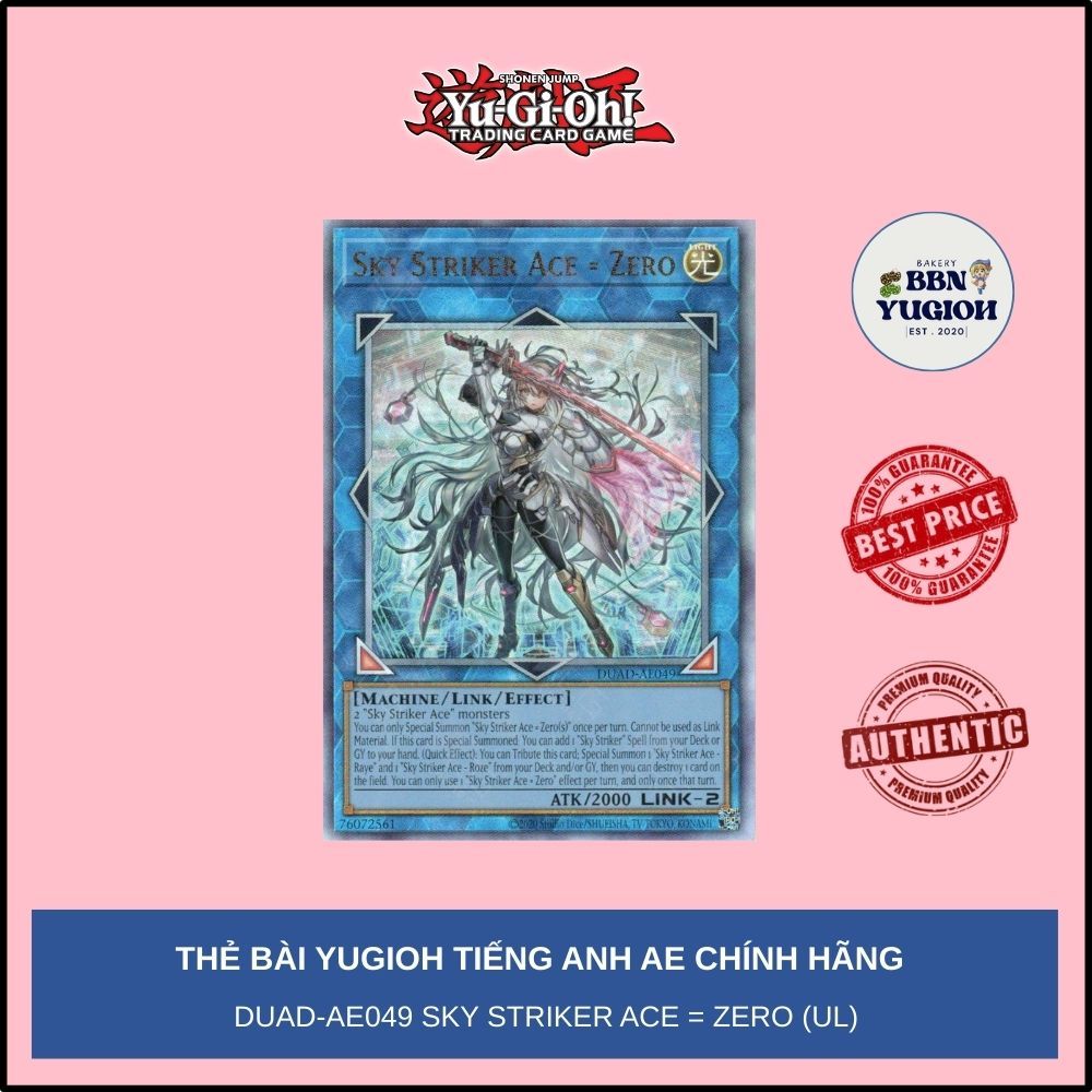 Thẻ bài Yugioh Tiếng Anh Chính Hãng Phiên Bản AE: DUAD-AE049 Sky Striker Ace = Zero (UL)