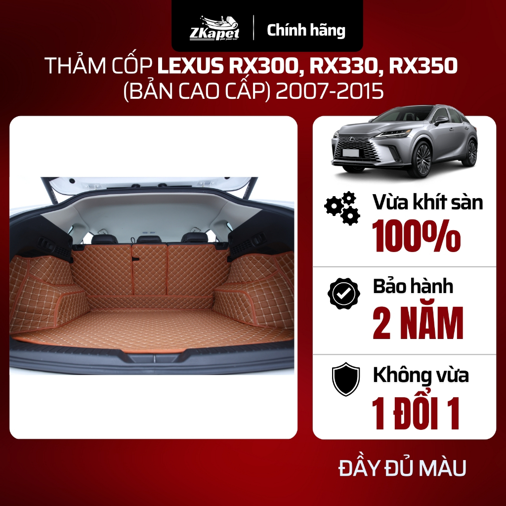 Thảm Lót Cốp ô tô Lexus RX300, RX330, RX350 (Bản cao cấp) năm 2007-2015 5 chỗ, Z Zkapet pet your car