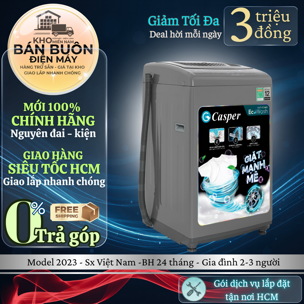 WT-75NG1 Máy giặt Casper – 7.5kg, cửa trên, AirDry, Auto Clean, giá sinh viên |  WT 75NG1