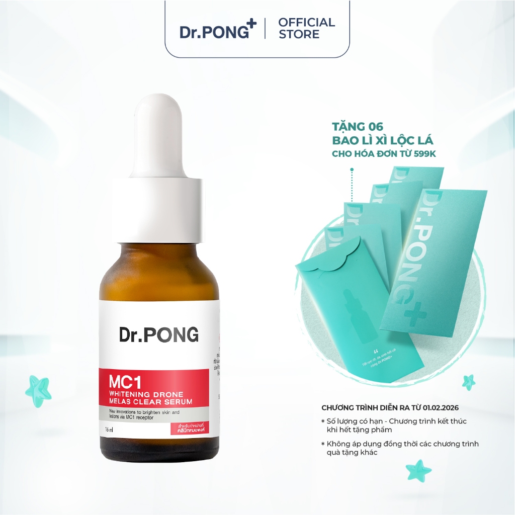 Serum giảm nám, tàn nhang Dr.PONG MC1 Whitening Drone Melas Clear 16ml