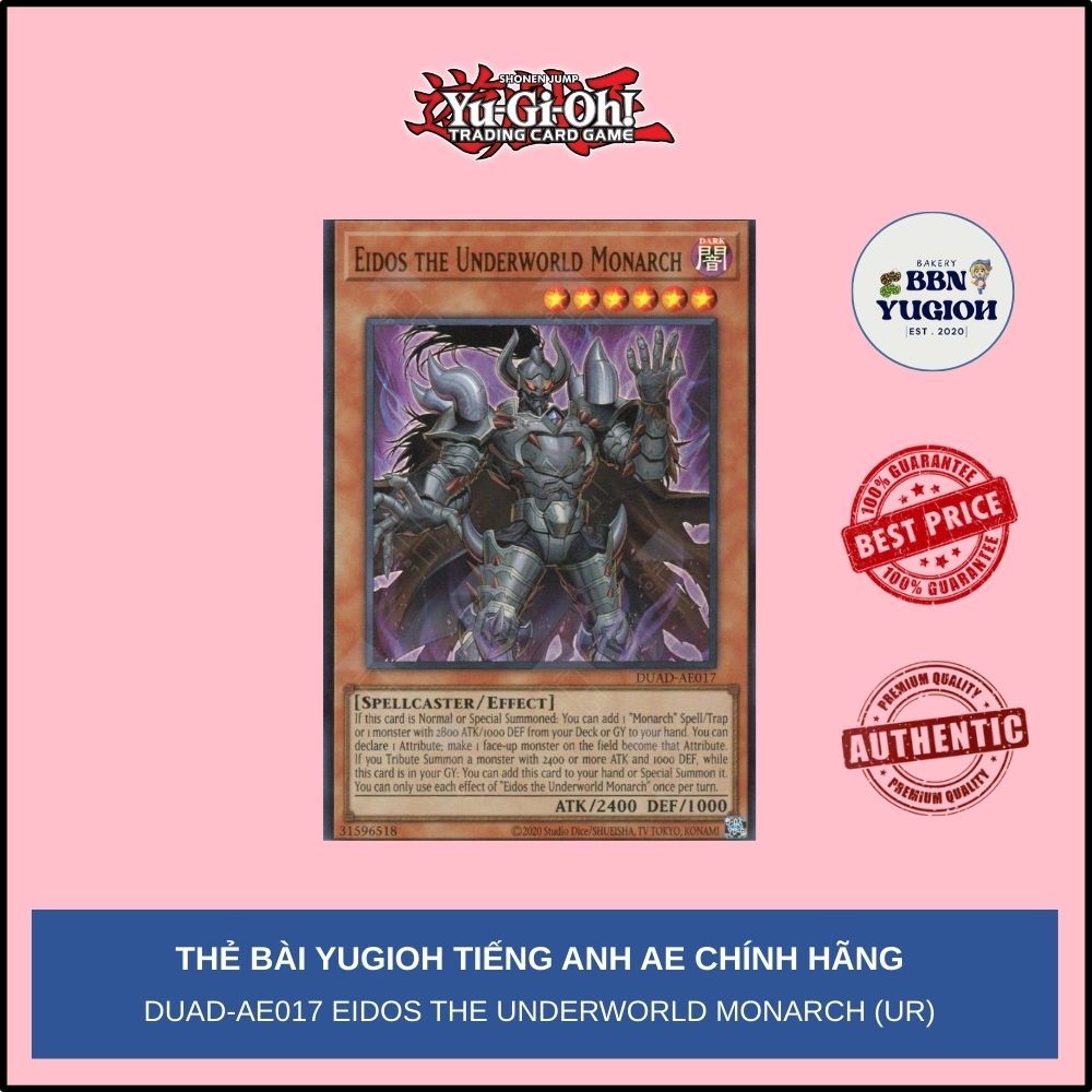 Thẻ bài Yugioh Tiếng Anh Chính Hãng Phiên Bản AE: DUAD-AE017 Eidos the Underworld Monarch (UR)