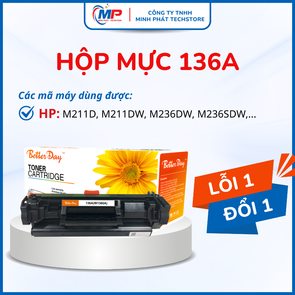 Hộp Mực 136A / W1360A Tương Thích Với HP M211d, M211dw, M236dw, M236sdw