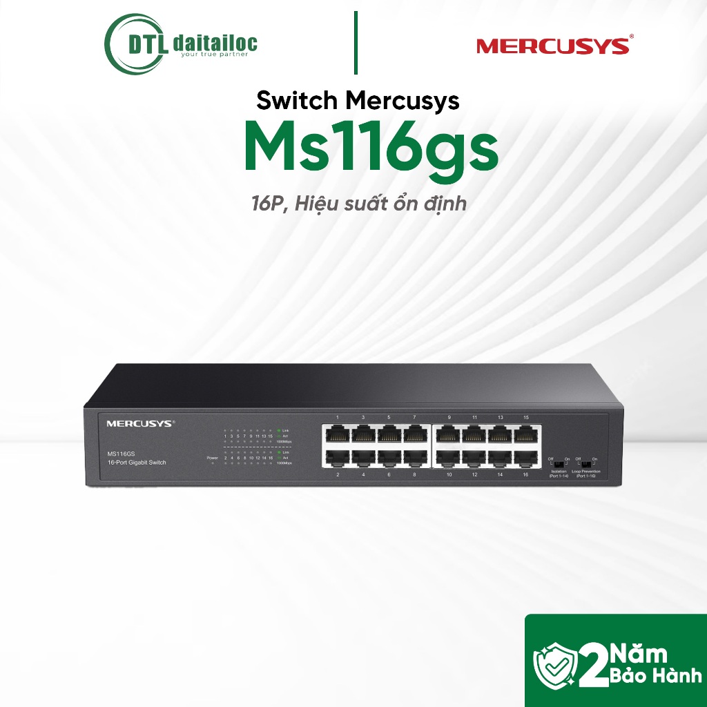 Switch Mercusys  Ms116gs 16p Hiệu suất ổn định | Chính Hãng | Bảo Hành 24 Tháng