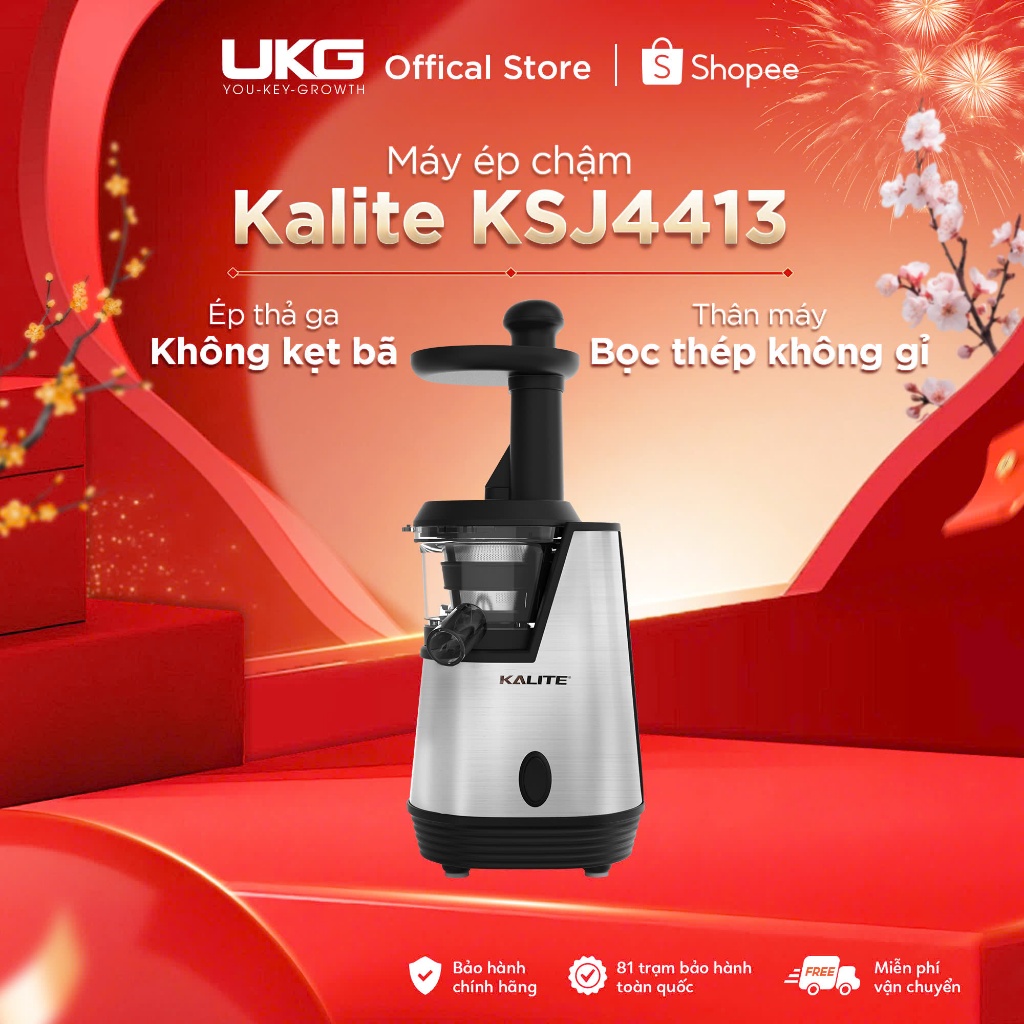 Máy Ép Chậm Cao Cấp Động Cơ Đảo Chiều Ép Kiệt Bã Không Sinh Nhiệt KALITE KSJ4413 Công Suất 200W