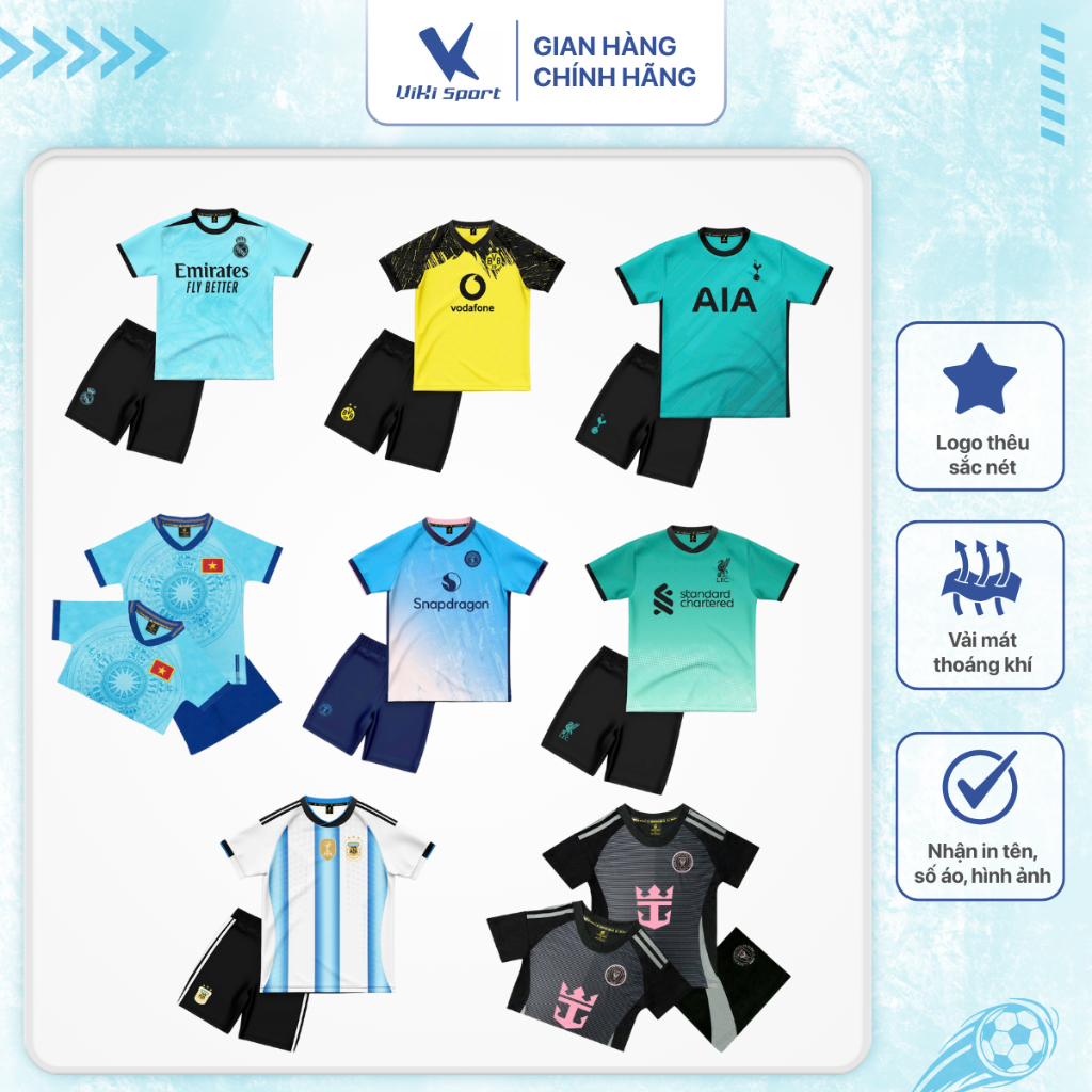 Bộ đồ thể thao trẻ em thun lạnh cao cấp, set áo quần ngắn co giãn 4 chiều cho bé trai bé gái SV09 | ViKi Sport