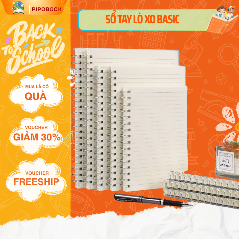 Sổ Tay Bìa Trơn Basic A5 160 trang - Sổ Lò Xo Bìa Cứng Cao Cấp Notebook