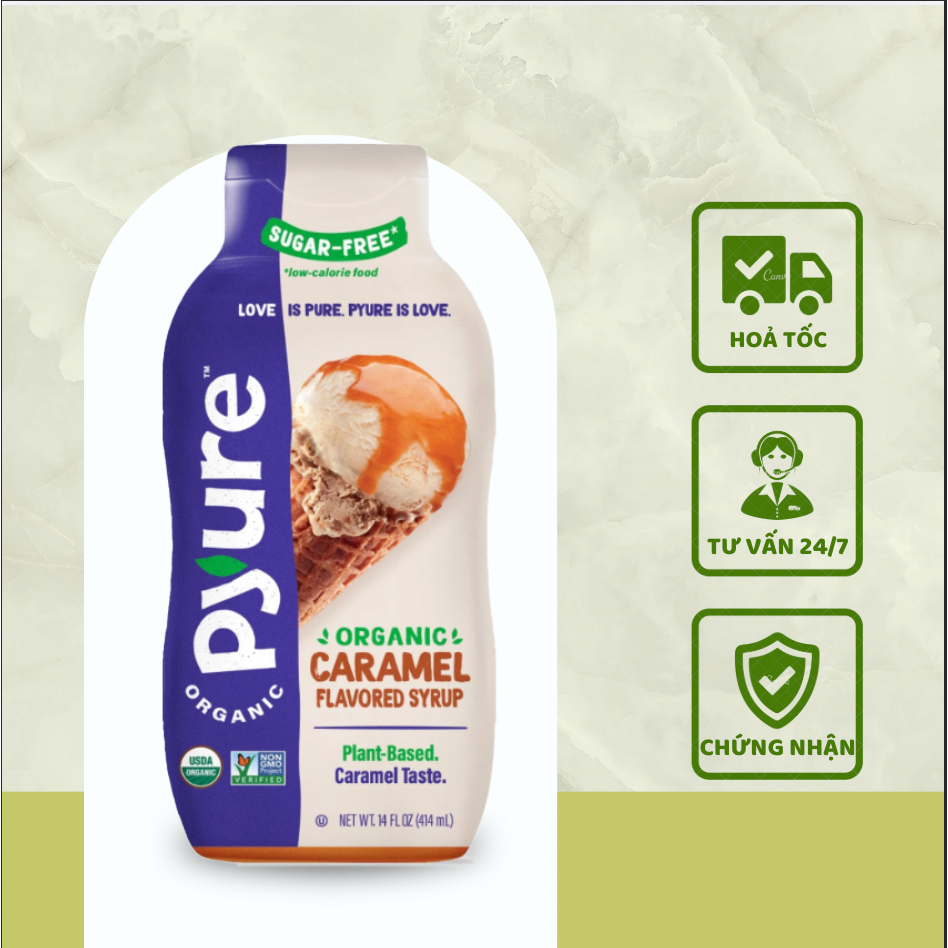 Siro Caramel Hữu Cơ PYURE Không Đường | PYURE Organic Caramel Syrup