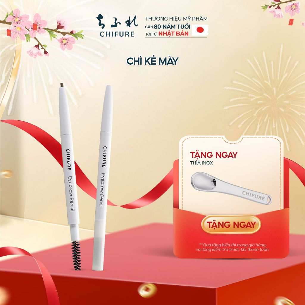 Chì kẻ mày Chifure Eyebrow Pencil, 2 đầu kẻ và chuốt tiện lợi