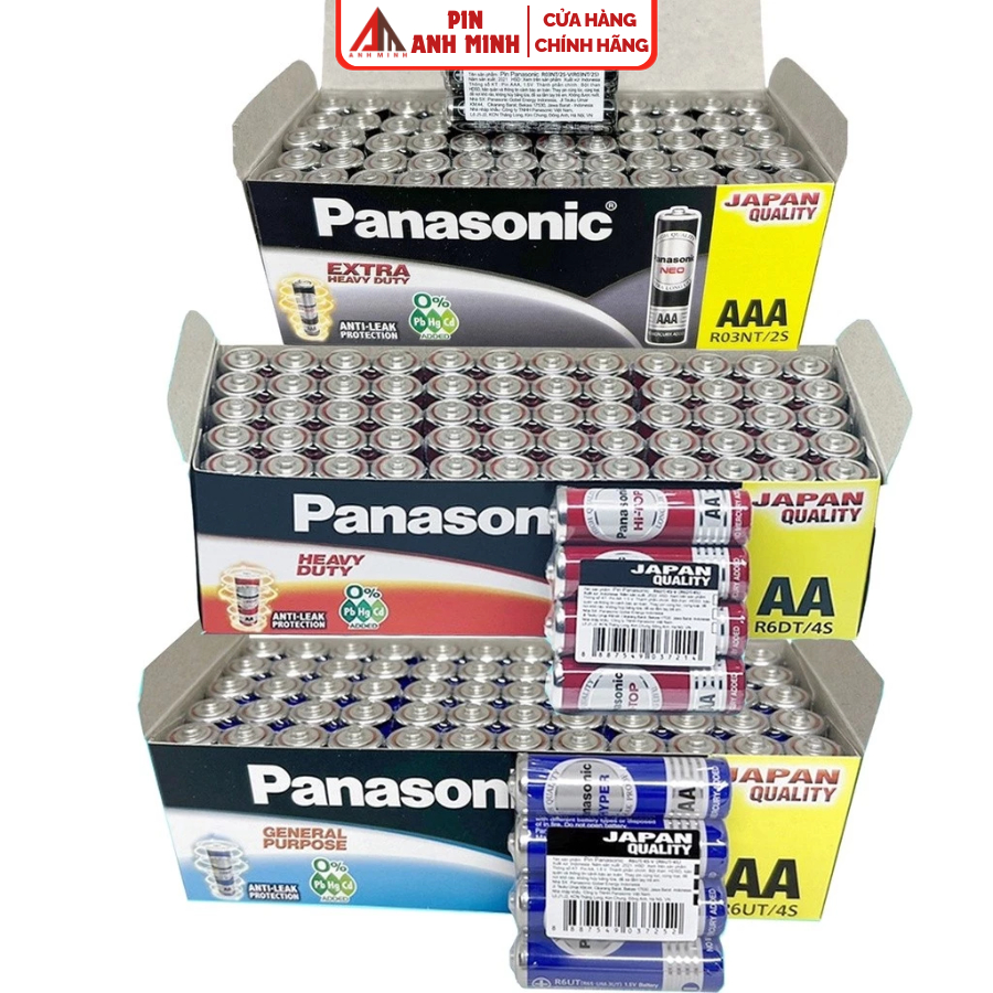 Panasonic Pin AA, AAA Pin 1.5v, R6DT/4S, R62T/4S, AAA NEO R03NT/2S ( Hộp 60 viên ) Chính hãng