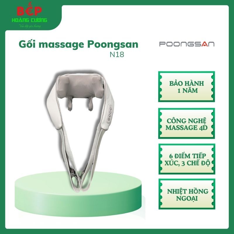 Gối massage cổ vai gáy 4D Poongsan N18 – Thiết kế đeo vai tiện lợi - Dây đeo điều chỉnh linh hoạt