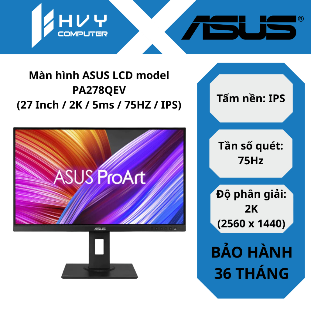 Màn hình ASUS LCD model PA278QEV (27 Inch / 2K / 5ms / 75HZ / IPS) - Hàng chính hãng
