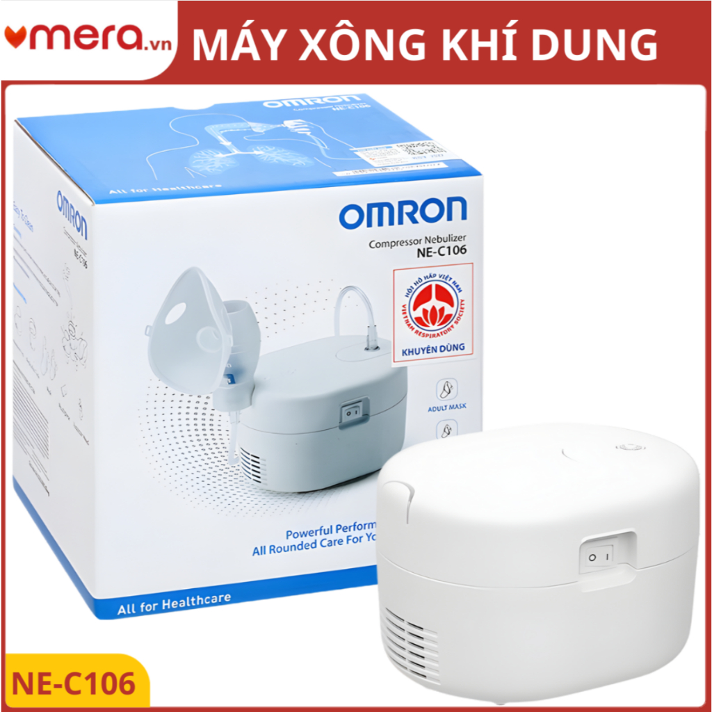 Máy Xông Khí Dung Omron NE-C106 | Xông Mũi Họng Cho Bé & Gia Đình, Hạt Sương Mịn, Dễ Vệ Sinh (Chính Hãng - BH 2 Năm)