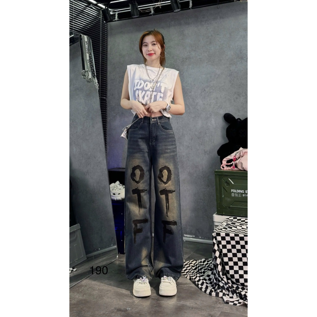 J09 QUẦN JEAN SUÔNG IN HÌNH - 190