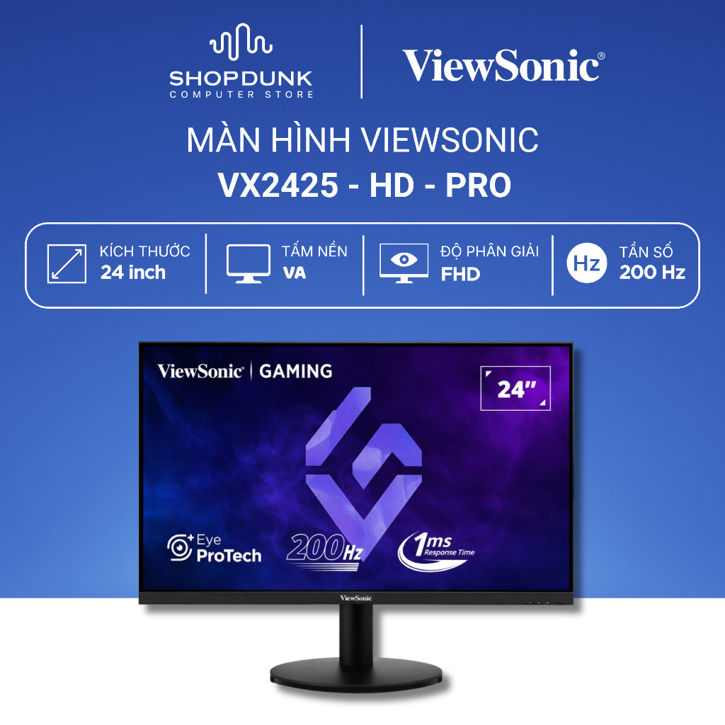 Màn Hình ViewSonic VX2425-HD-PRO | 23.8 inch | VA (16:9) | FHD | 200 Hz | 1ms | DP Và HDMI 2.1