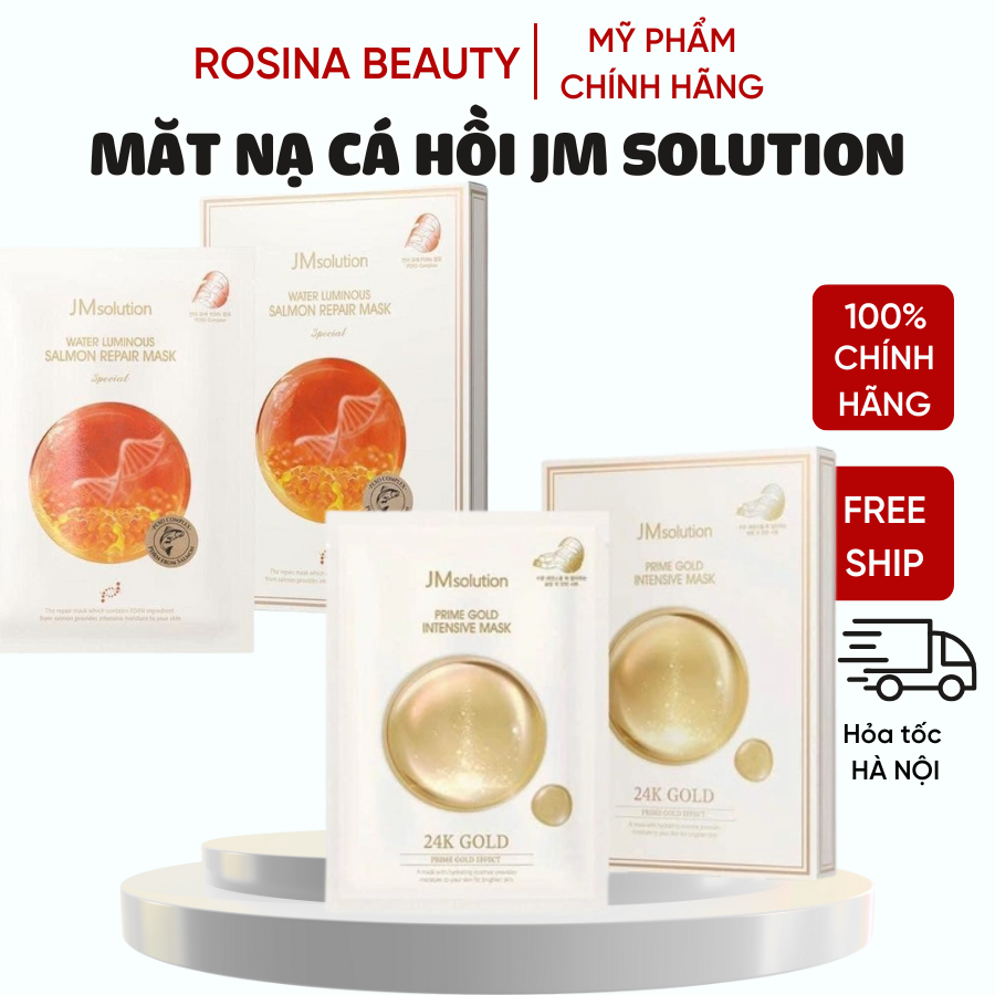 Mặt nạ JM Solution mặt nạ cá hồi JM Water Luminous Salmon Repair Special mặt nạ vàng 24k jm Rosinabe