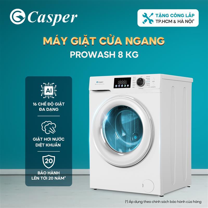 [Shopee - Lắp đặt 0Đ HN HCM] Máy giặt cửa ngang Casper Inverter 8KG WF-DE8VW2 - Chính hãng - Bảo hành 2 năm