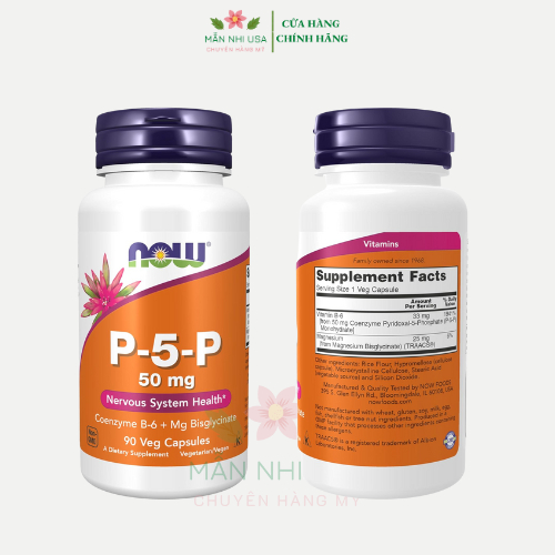 Viên uống NOW Foods P-5-P 50 mg, P5P giảm căng thẳng.