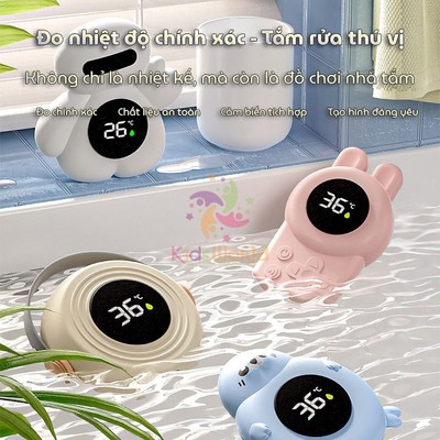 Nhiệt kế đo nhiệt độ nước tắm cho bé, Nhiệt kế thông minh màn hình Led KidsWorld chống nước và rò rỉ