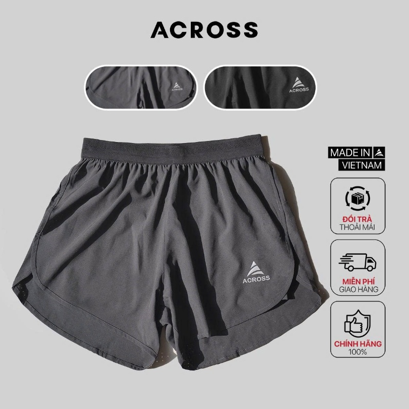 Quần short đùi thể thao chạy bộ, tập gym nam Across Vietnam Ultra Fast Ver3 nhẹ, thấm hút mồ hôi.