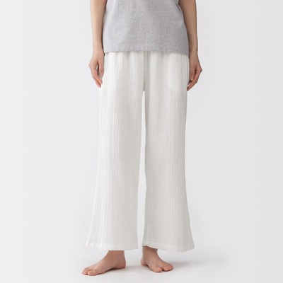 MUJI Quần Dài Mặc Nhà Vải Crepe Gauze Cho Nữ