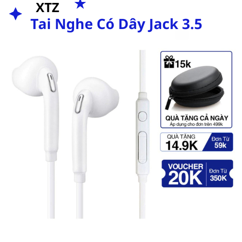 Tai nghe SS galaxy S7 có dây nhét tai gaming chống ồn Jack 3,5mm Bảo hành 6 tháng XTZ