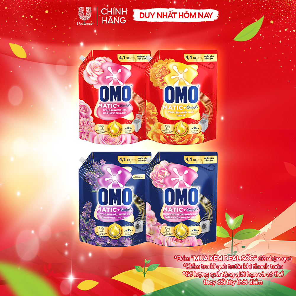 Nước giặt OMO Matic Hương Nước Hoa Comfort 4.1KG (túi)
