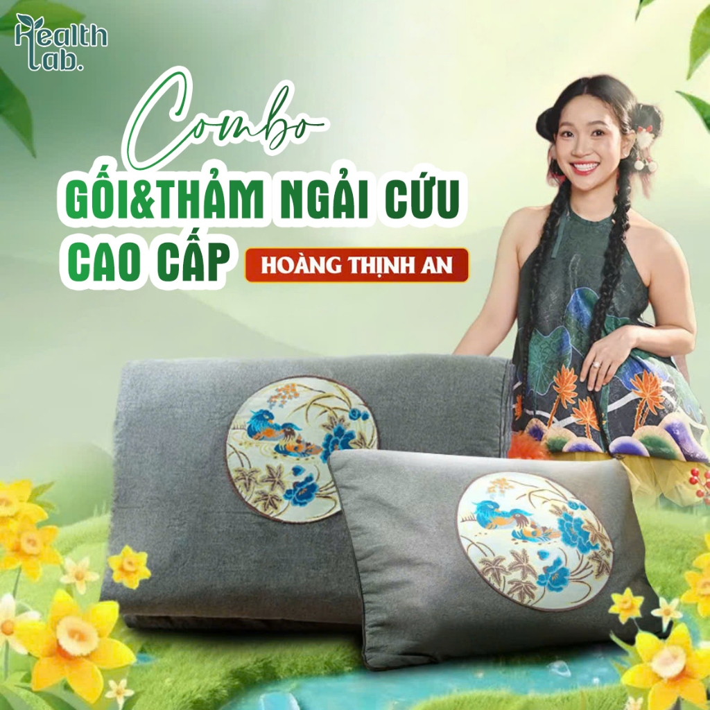 Combo Thảm Và Gối Ngải Cứu Cao Cấp Hoàng Thịnh An Chính Hãng Health Lab