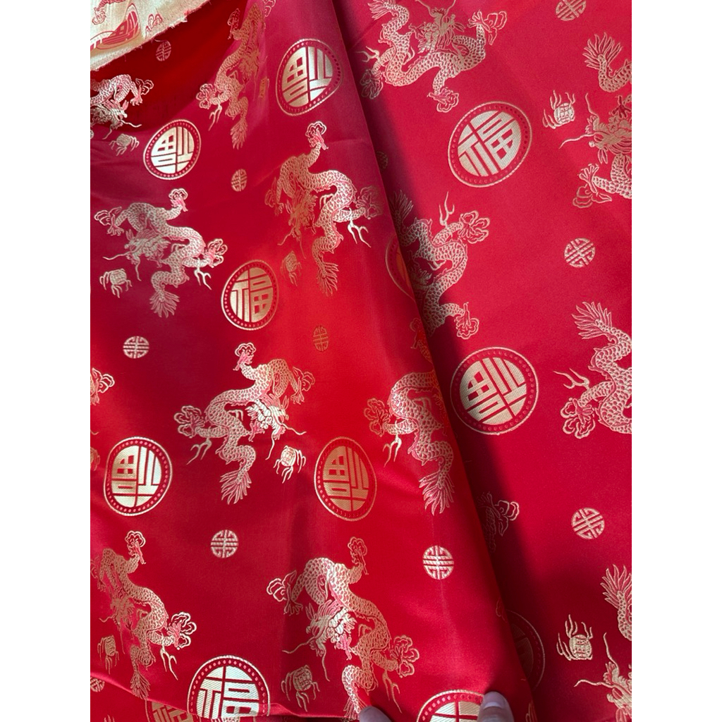 Vải gấm Rồng, chữ Phúc, vải thổ cẩm, vải áo dài, vải hoa văn.