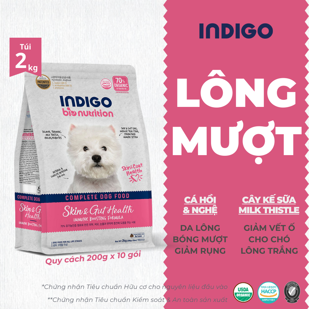 Thức Ăn Dinh Dưỡng Chức Năng INDIGO Cho Chó Giúp Da Lông Bóng Mượt Hơn, Giảm Rụng, Giảm Vết Ố Vàng C