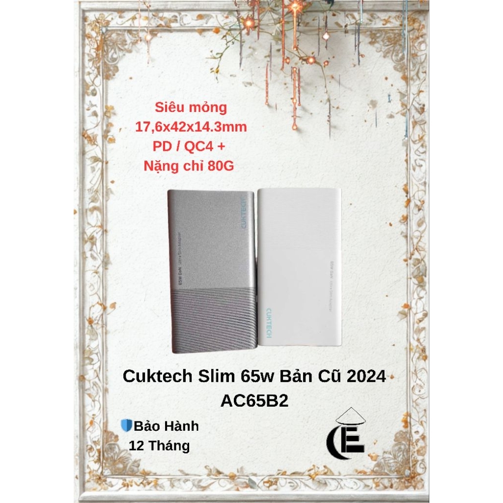 Củ Sạc Nhanh Cuktech Slim 65w Bản Cũ 2024 AC65B2