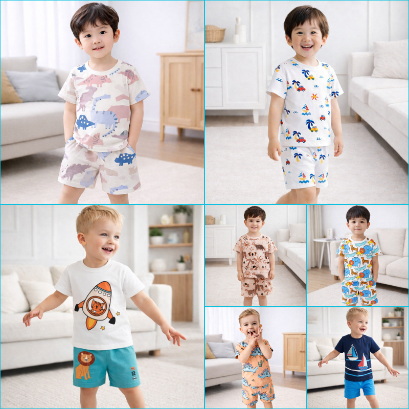 Bộ Thun Cotton Little Maven, Malwee Bộ Hè Hoạ Tiết Cho Bé Trai 2-7 Tuổi Mẫu Mới Hè JBS1- Jumping Bea