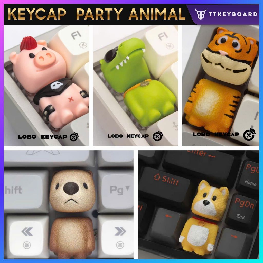 [Hỏa Tốc] Keycap Artisan Party Animals - Cute - Chính Hãng Lobo - TTKeyboard